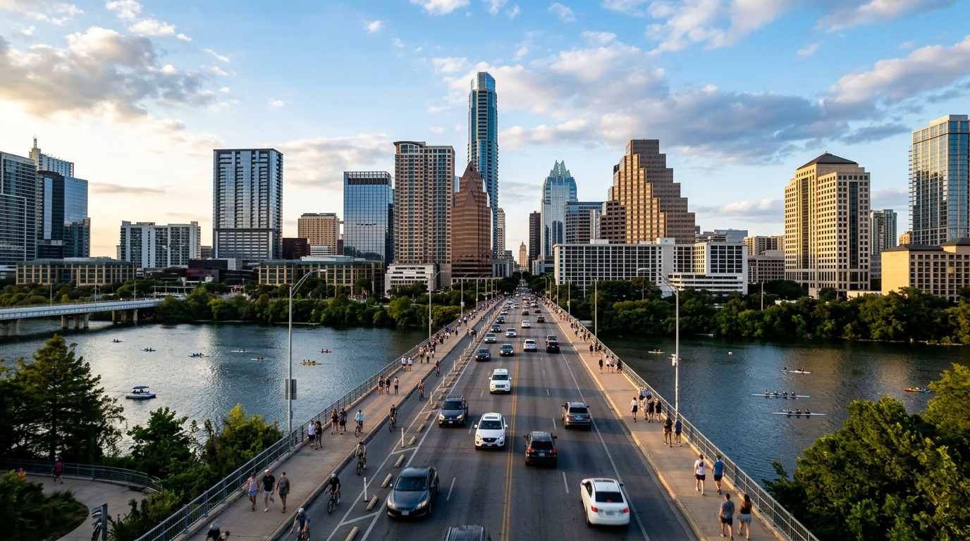 Congress Avenue Bridge and the Austin skyline
